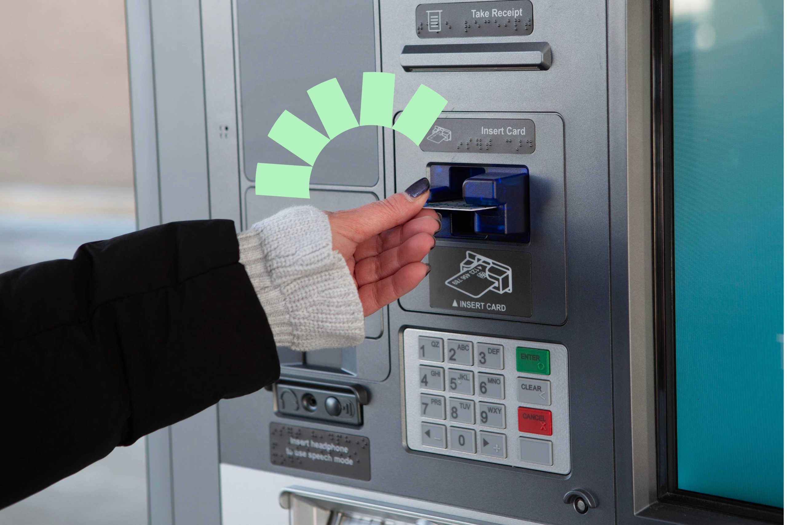 woman using ITM or ATM machine